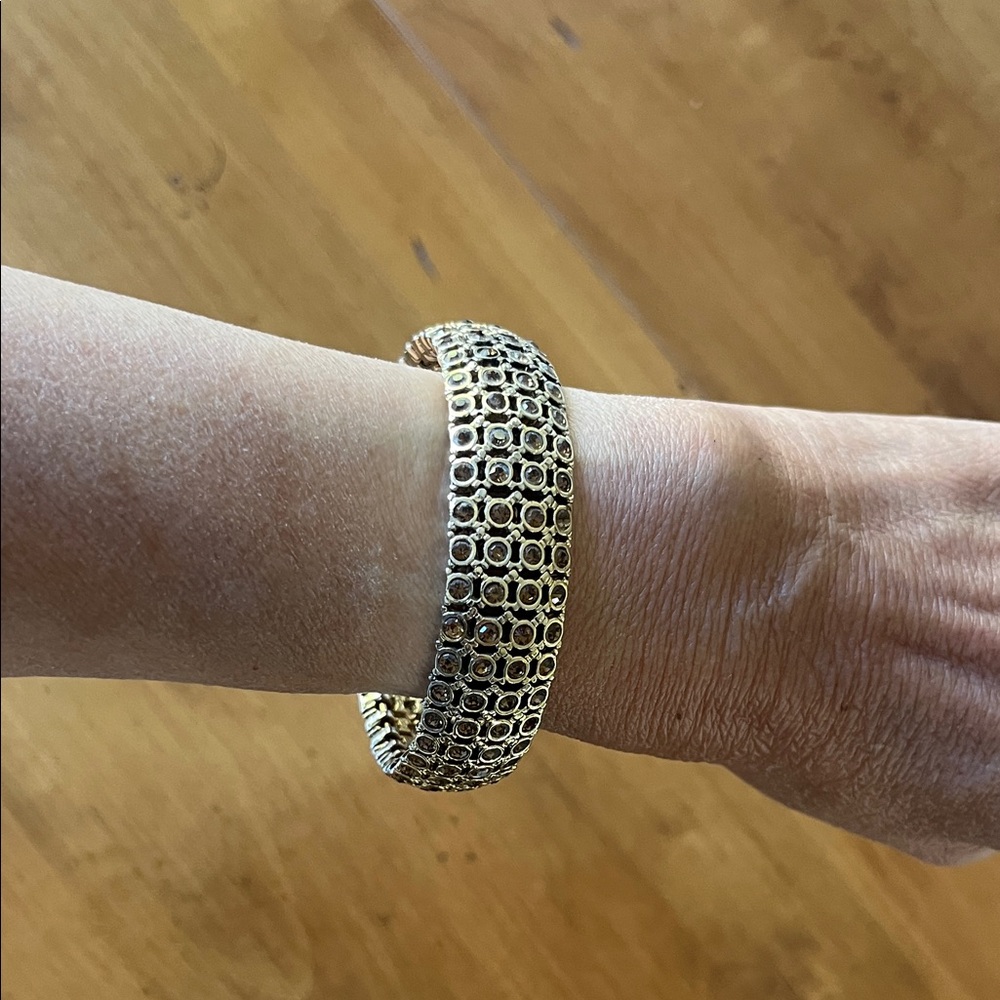 Gold Cuff Bracelet with Amber Crystals